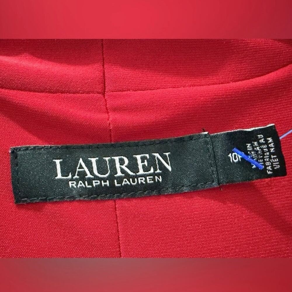 Lauren Ralph Lauren Red Paisley Faux Wrap Jersey Dress Size 10P - Picture 2 of 14